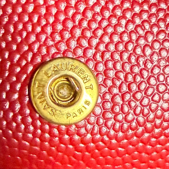 YSL Black & Red Zippy Wallet with Gold Logo - Picture 13 of 15